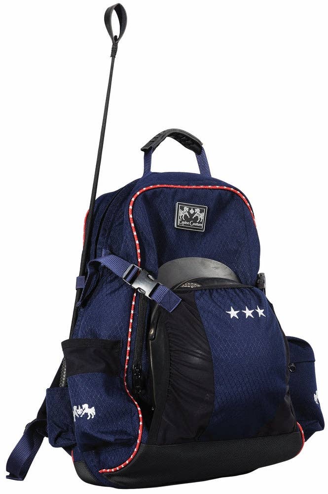 Equine Couture Super Star Water-Resistant Backpack: Ec Navy w/ EC Red Piping / Standard