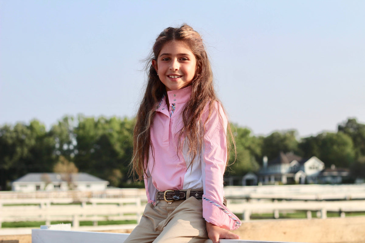 Equine Couture Children's Cara Long Sleeve Show Shirt: White / Large