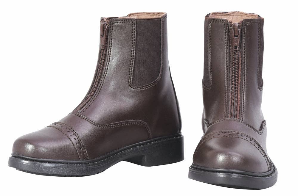 TuffRider Children's Starter Front Zip Paddock Boots: Mocha / 5
