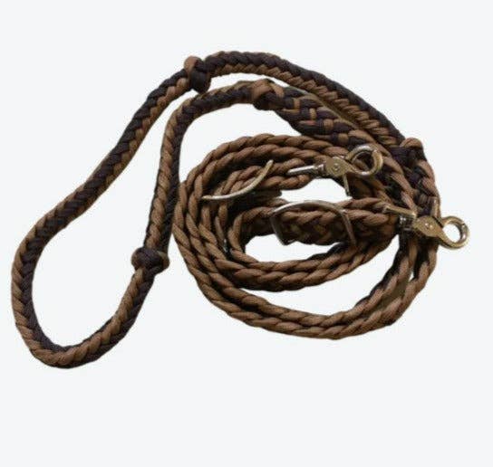 Braided Barrel / Roping Reins 8 ft with 2 Nickel Plated Scissor Snaps 2 Tone Colors: Turquoise/Blue #55009