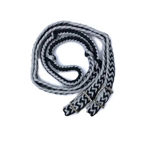 Braided Barrel / Roping Reins 8 ft with 2 Nickel Plated Scissor Snaps 2 Tone Colors: Turquoise/Blue #55009