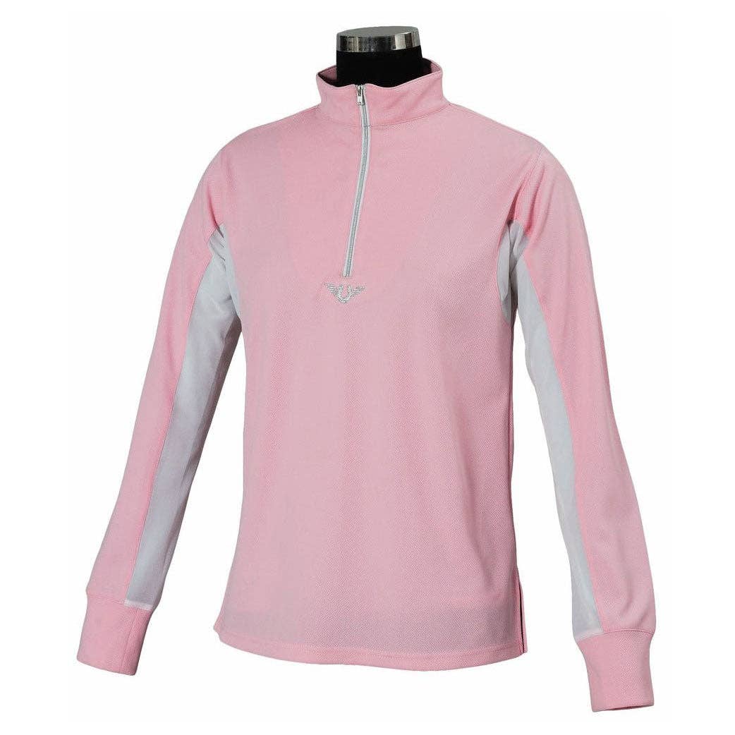 TuffRider Children's Ventilated Technical Long Sleeve Shirt: Petal Pink / Large