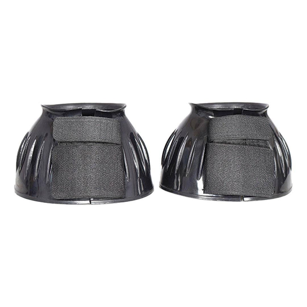TuffRider Ribbed Rubber Bell Boots with Hook & Loop Closure: Black / M