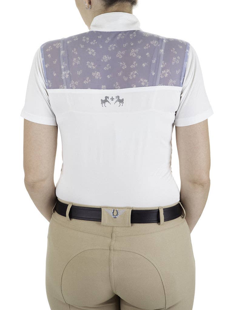 Equine Couture Ladies Nicolette Equicool Short Sleeve Show Shirt: White/Black / M