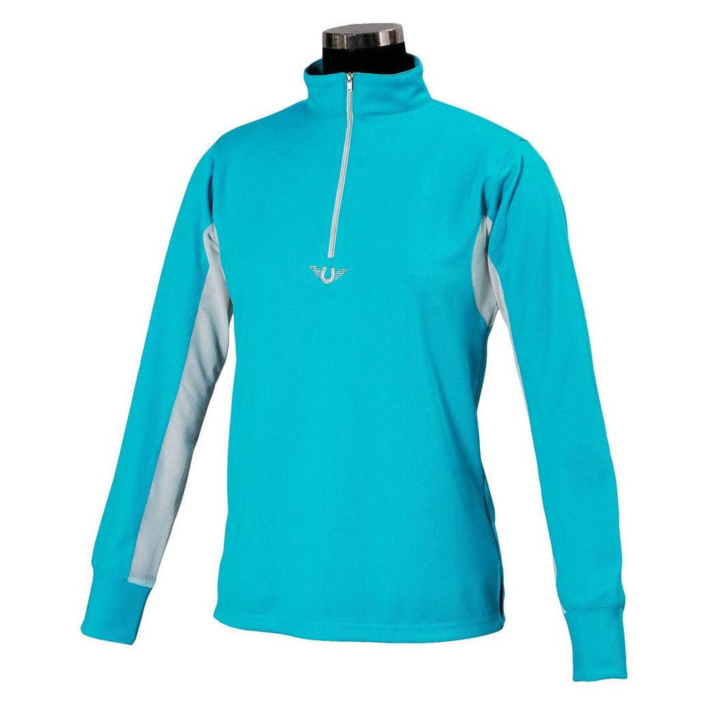 TuffRider Children's Ventilated Technical Long Sleeve Shirt: Aqua / Medium