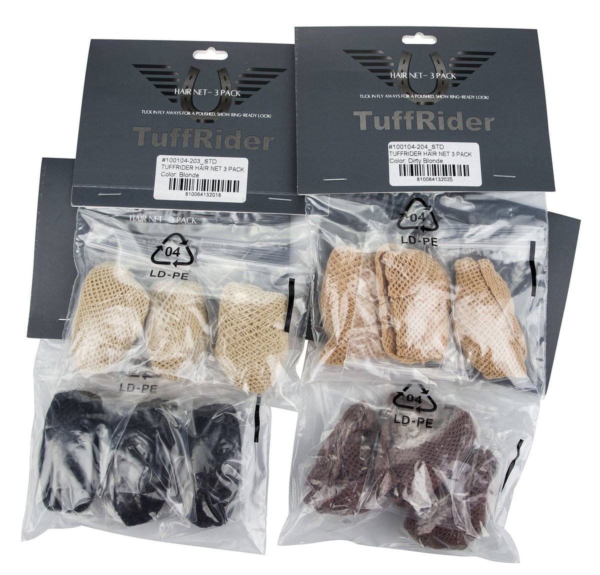 Tuffrider Hair Net 3 Pack: Medium Brown / STD