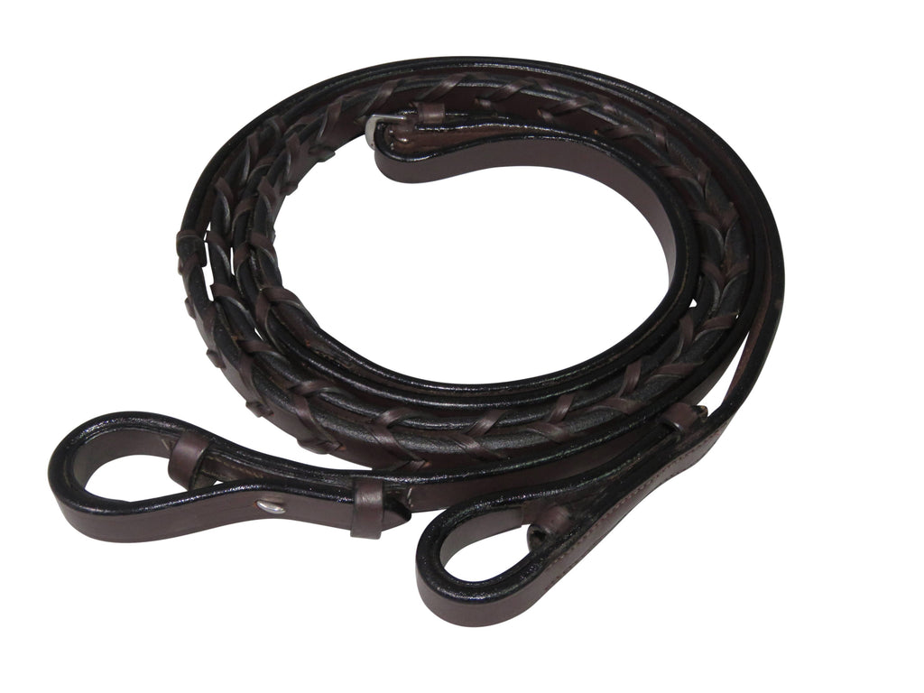 Henri de Rivel Advantage Flat Laced Reins: Australian Nut / Horse