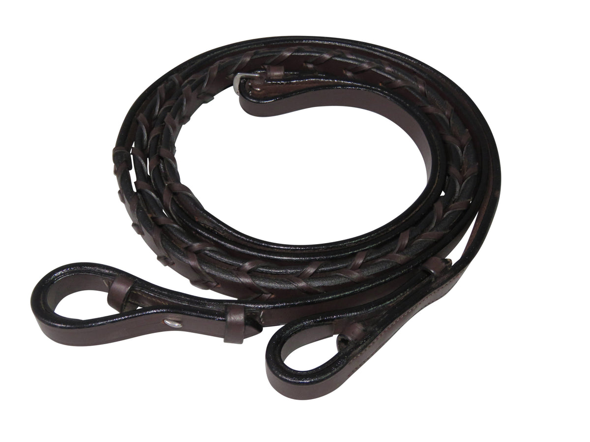 Henri de Rivel Advantage Flat Laced Reins: Australian Nut / Horse