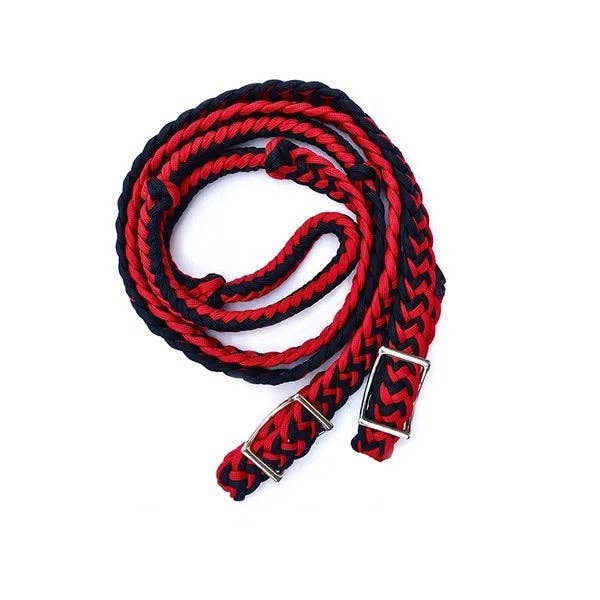 Braided Barrel / Roping Reins 8 ft with 2 Nickel Plated Scissor Snaps 2 Tone Colors: Turquoise/Blue #55009