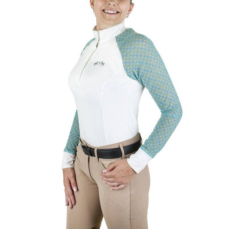 Equine Couture Women Smyrna Printed Long Sleeve Show Shirt: Wines / 1X
