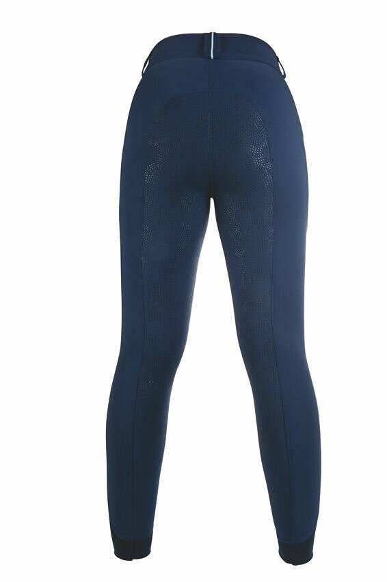 HKM Comfort- Style Silicone Full Seat Riding Breeches: Deep Blue / 13-14
