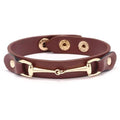 AWST Int'l Vegan Leather Bracelet w/Gold Tone Snaffle Bit: Dark Brown