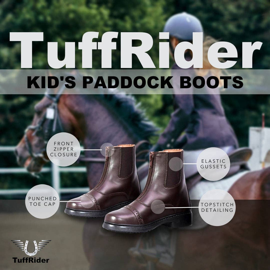 TuffRider Children's Starter Front Zip Paddock Boots: Mocha / 4