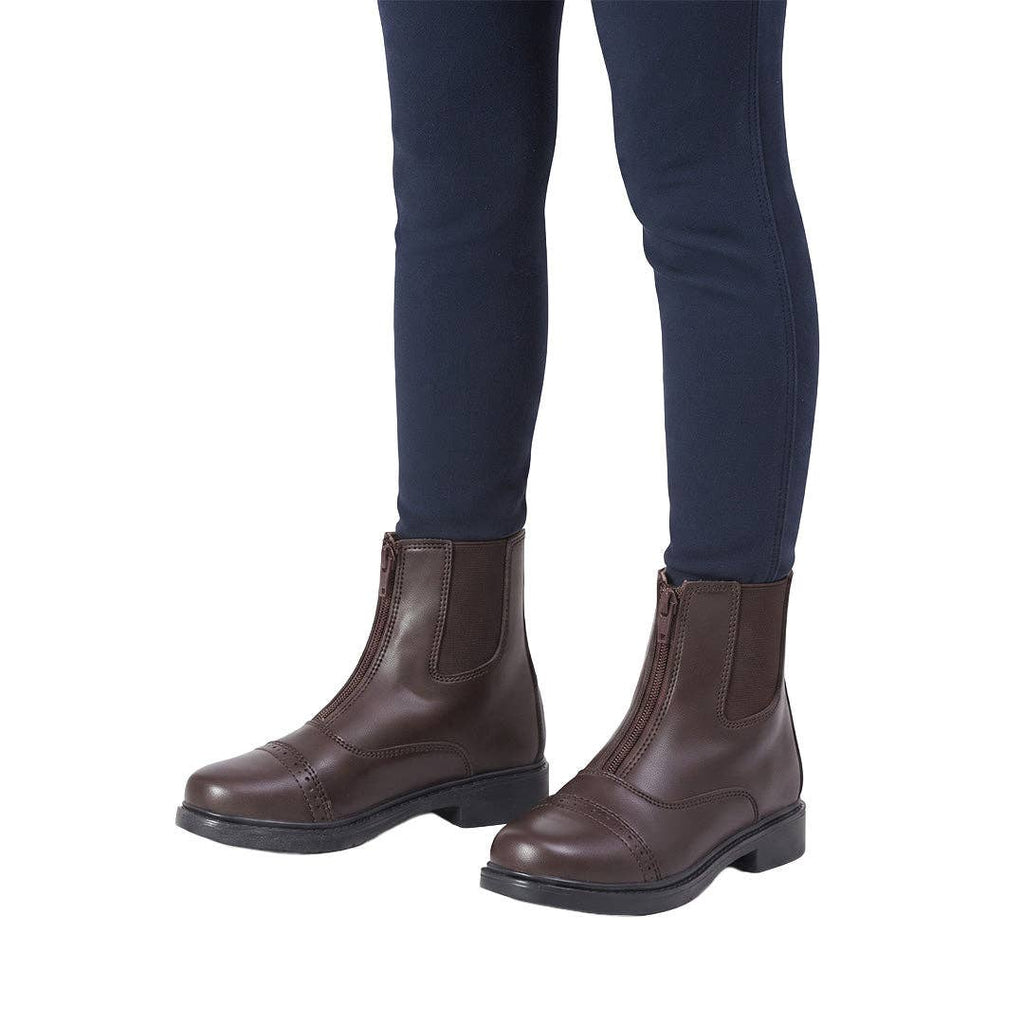 TuffRider Children's Starter Front Zip Paddock Boots: Mocha / 4
