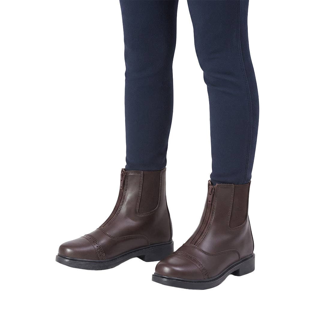 TuffRider Children's Starter Front Zip Paddock Boots: Mocha / 4
