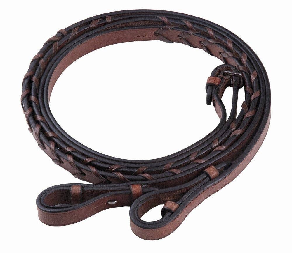 Henri de Rivel Advantage Flat Laced Reins: Australian Nut / Horse