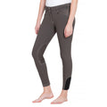 Equine Couture Ladies Sportif Natasha Knee Patch Breeches: Charcoal/White Stitching / 24