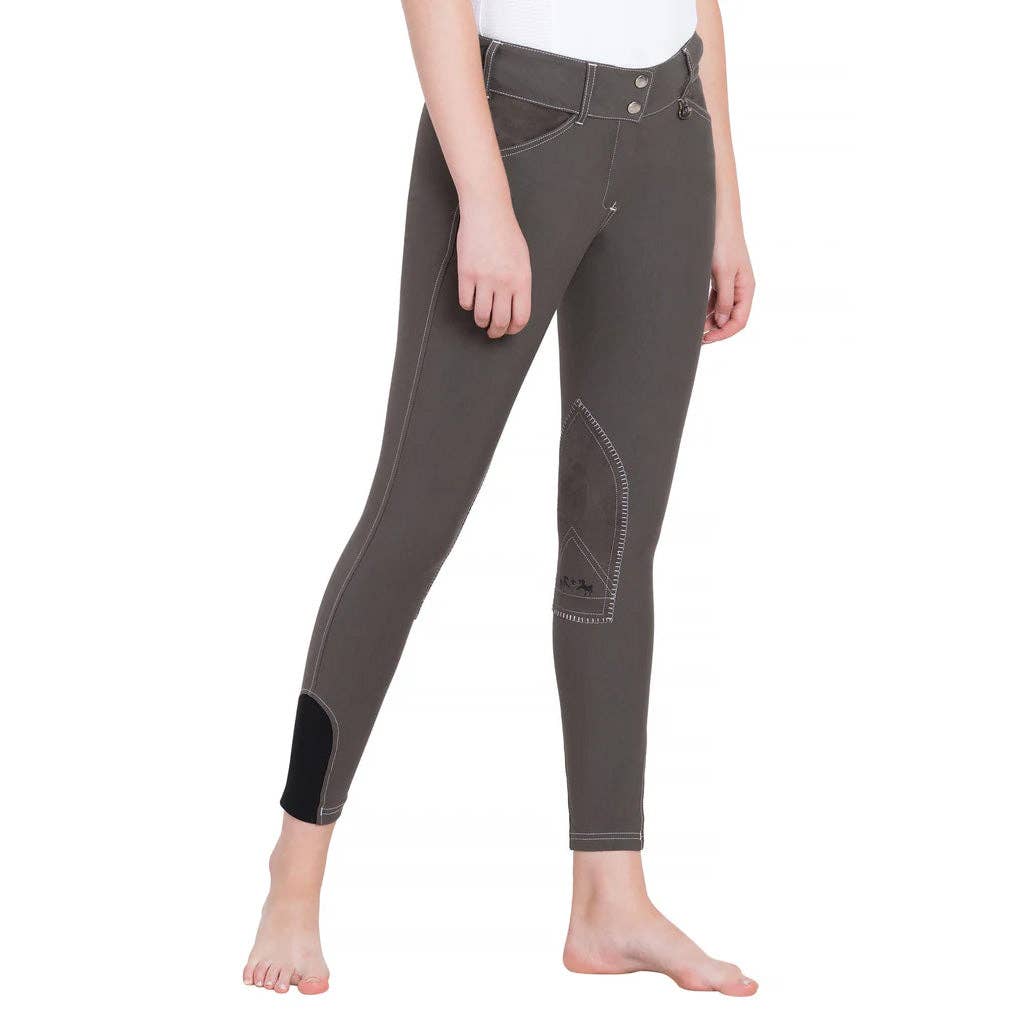 Equine Couture Ladies Sportif Natasha Knee Patch Breeches: Navy/White Stitching / 36
