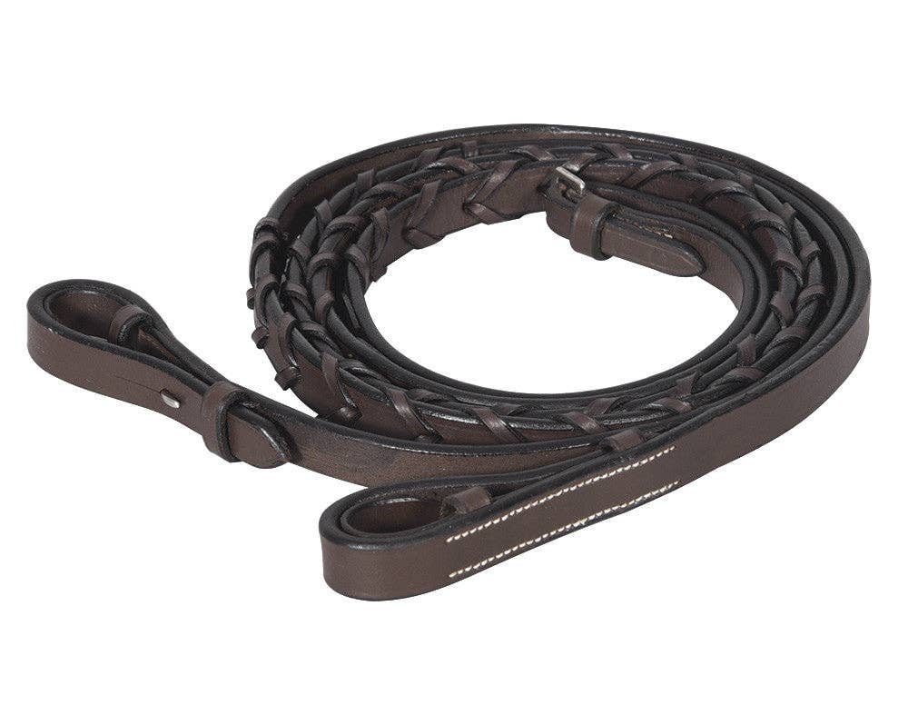 Henri de Rivel Advantage Flat Laced Reins: Australian Nut / Horse