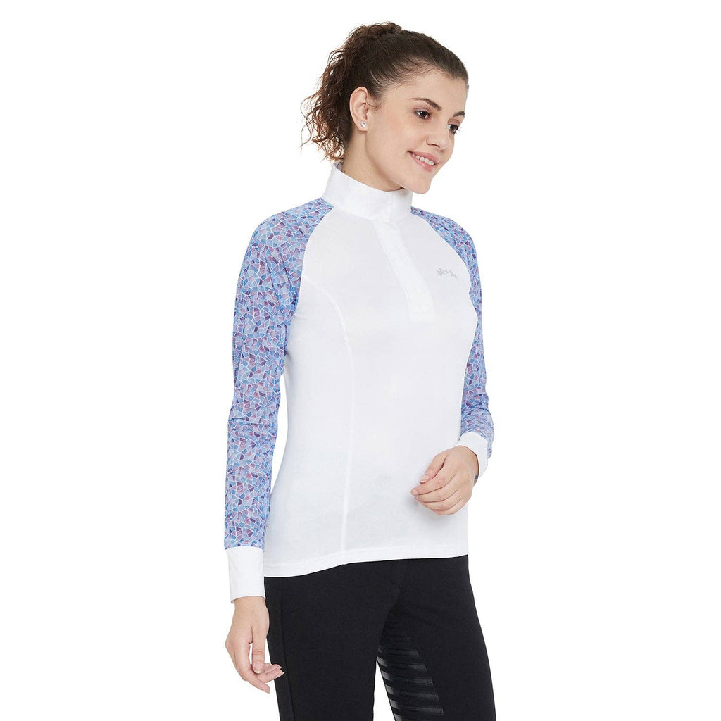 Equine Couture Women Smyrna Printed Long Sleeve Show Shirt: Wines / 1X