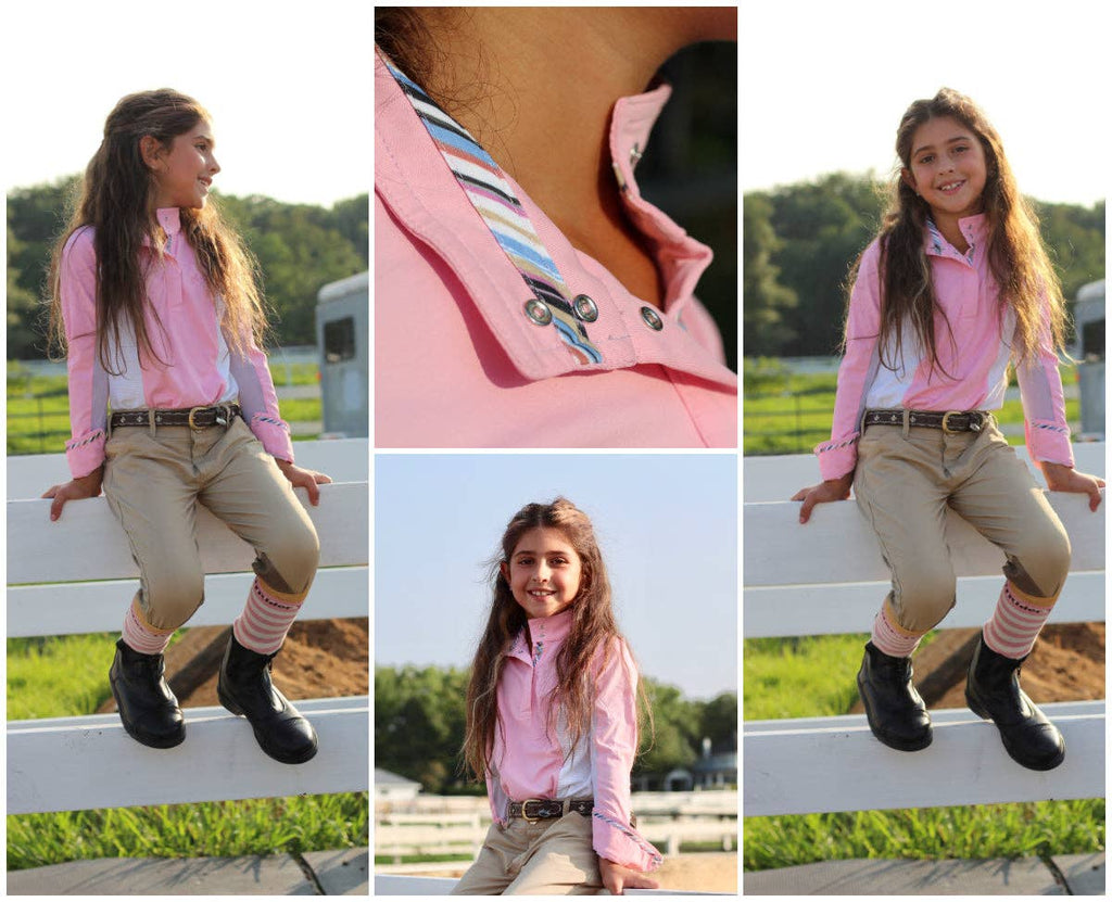 Equine Couture Children's Cara Long Sleeve Show Shirt: White / Small