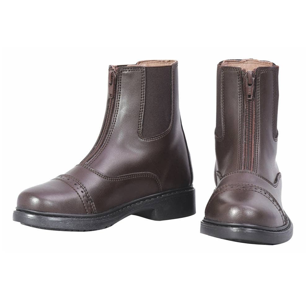 TuffRider Children's Starter Front Zip Paddock Boots: Mocha / 4