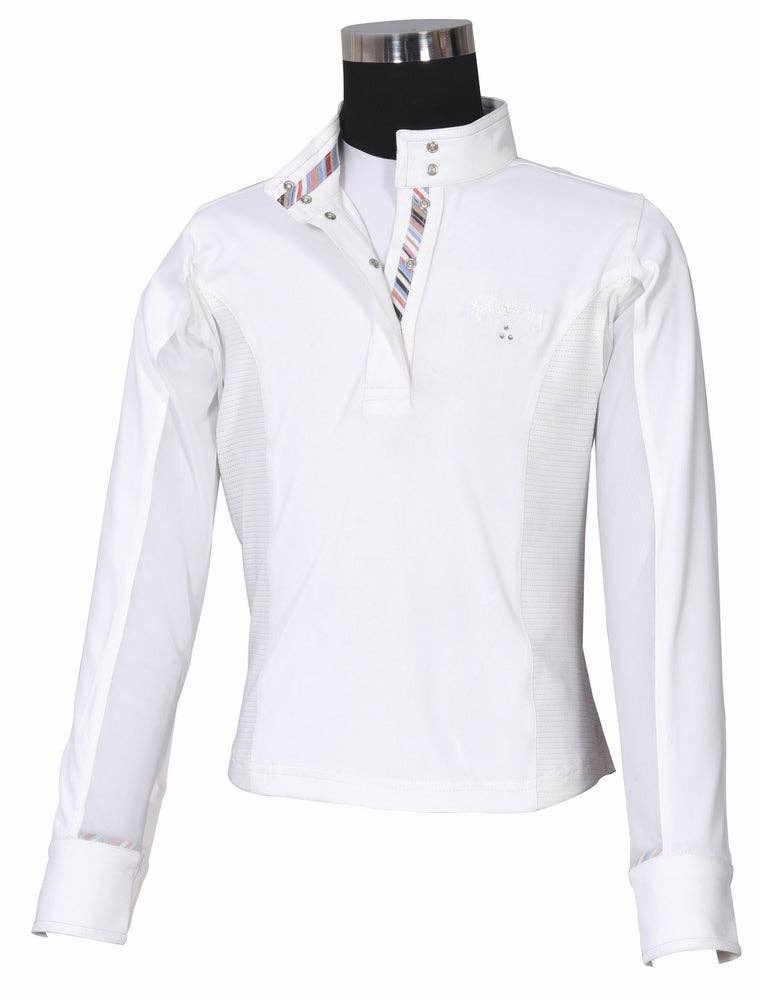 Equine Couture Children's Cara Long Sleeve Show Shirt: White / Small