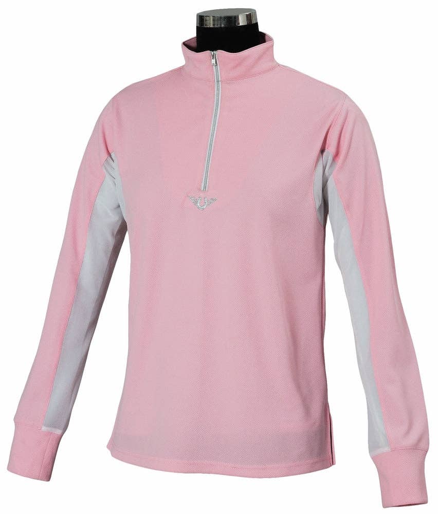 TuffRider Children's Ventilated Technical Long Sleeve Shirt: Petal Pink / Large