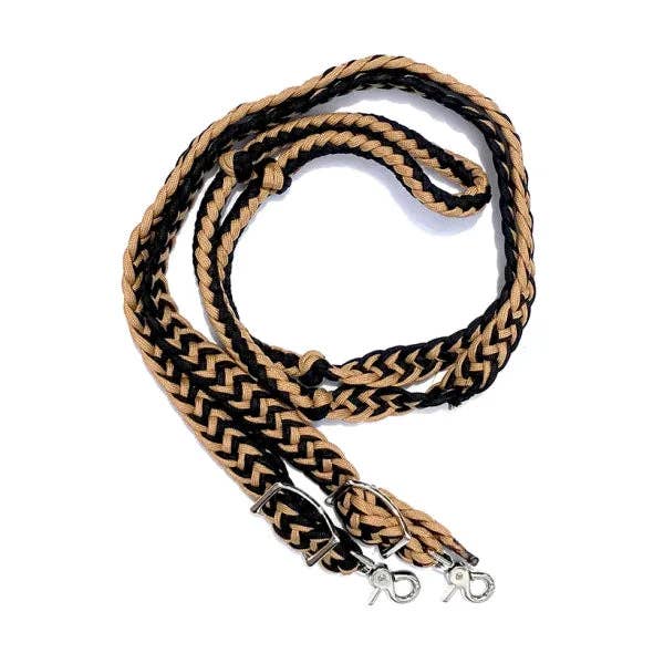 Braided Barrel / Roping Reins 8 ft with 2 Nickel Plated Scissor Snaps 2 Tone Colors: Turquoise/Blue #55009