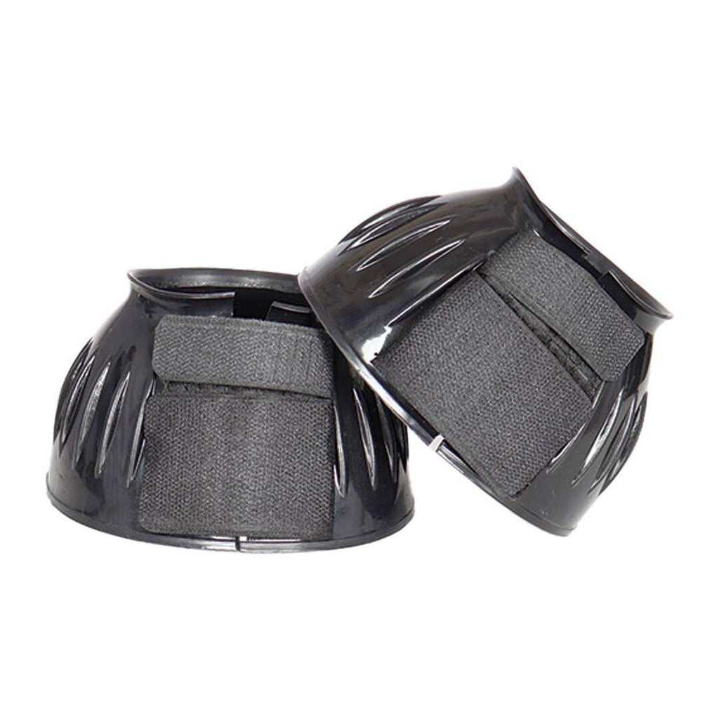 TuffRider Ribbed Rubber Bell Boots with Hook & Loop Closure: Black / L