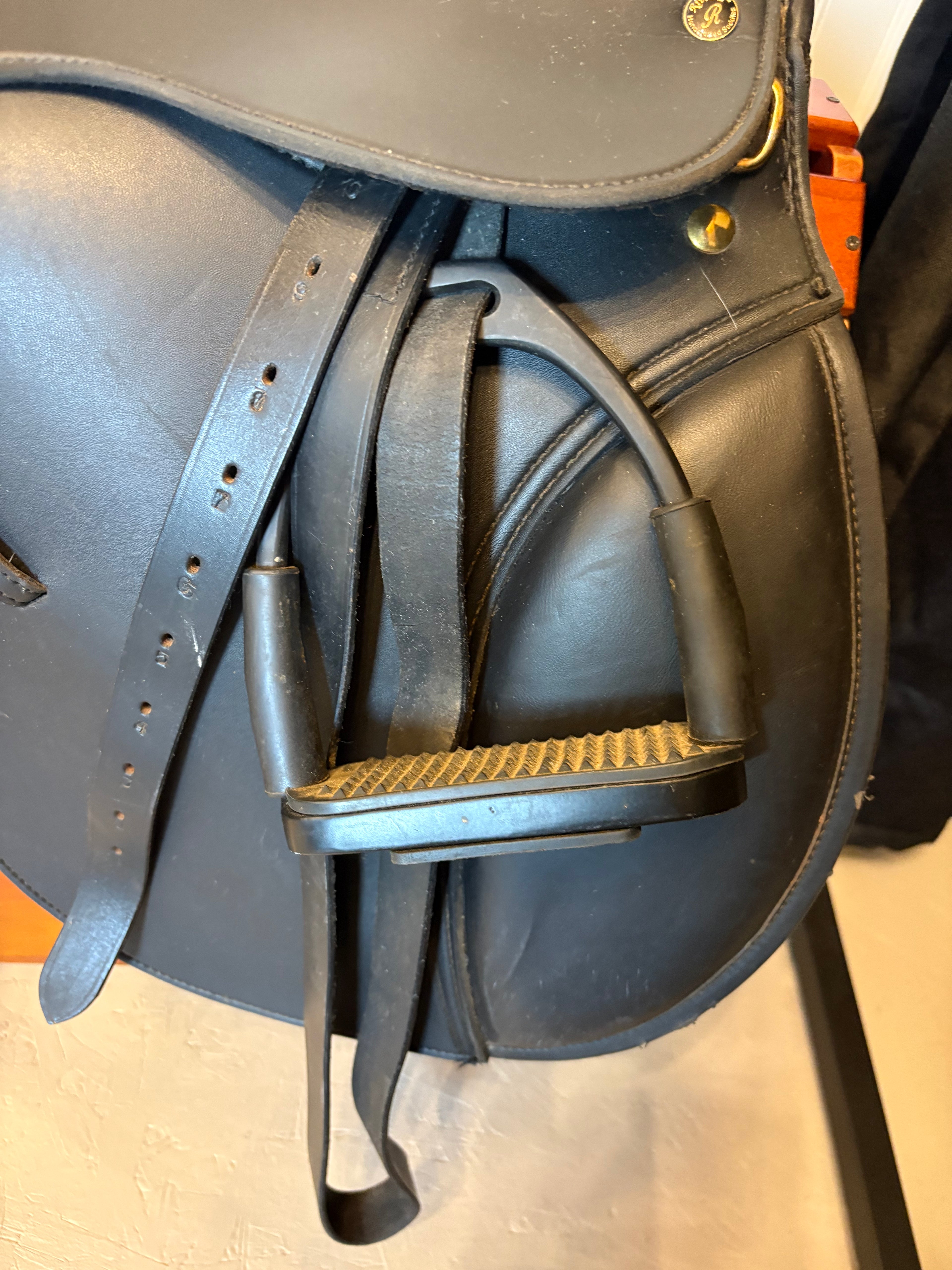 16” Riviera Newport Synthetic Lightweight Saddle includes stirrups, leathers and girth