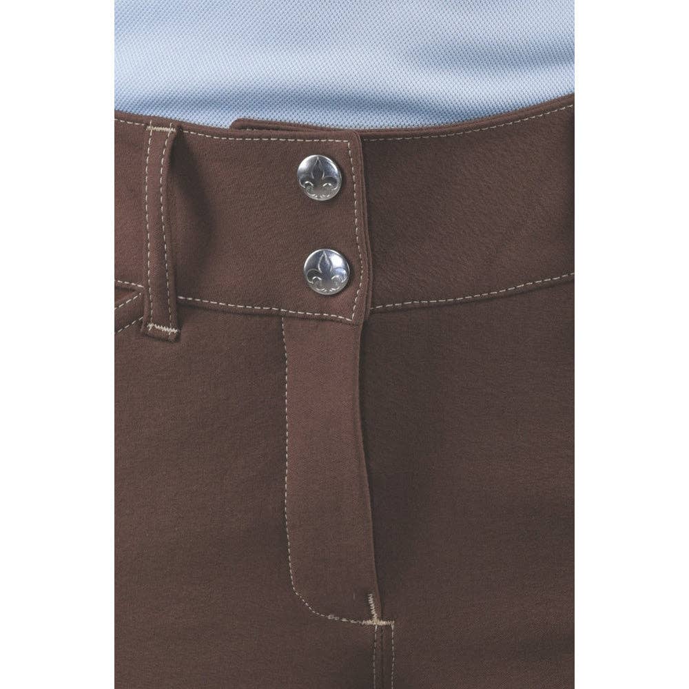 Equine Couture Ladies Sportif Natasha Knee Patch Breeches: Charcoal/White Stitching / 24
