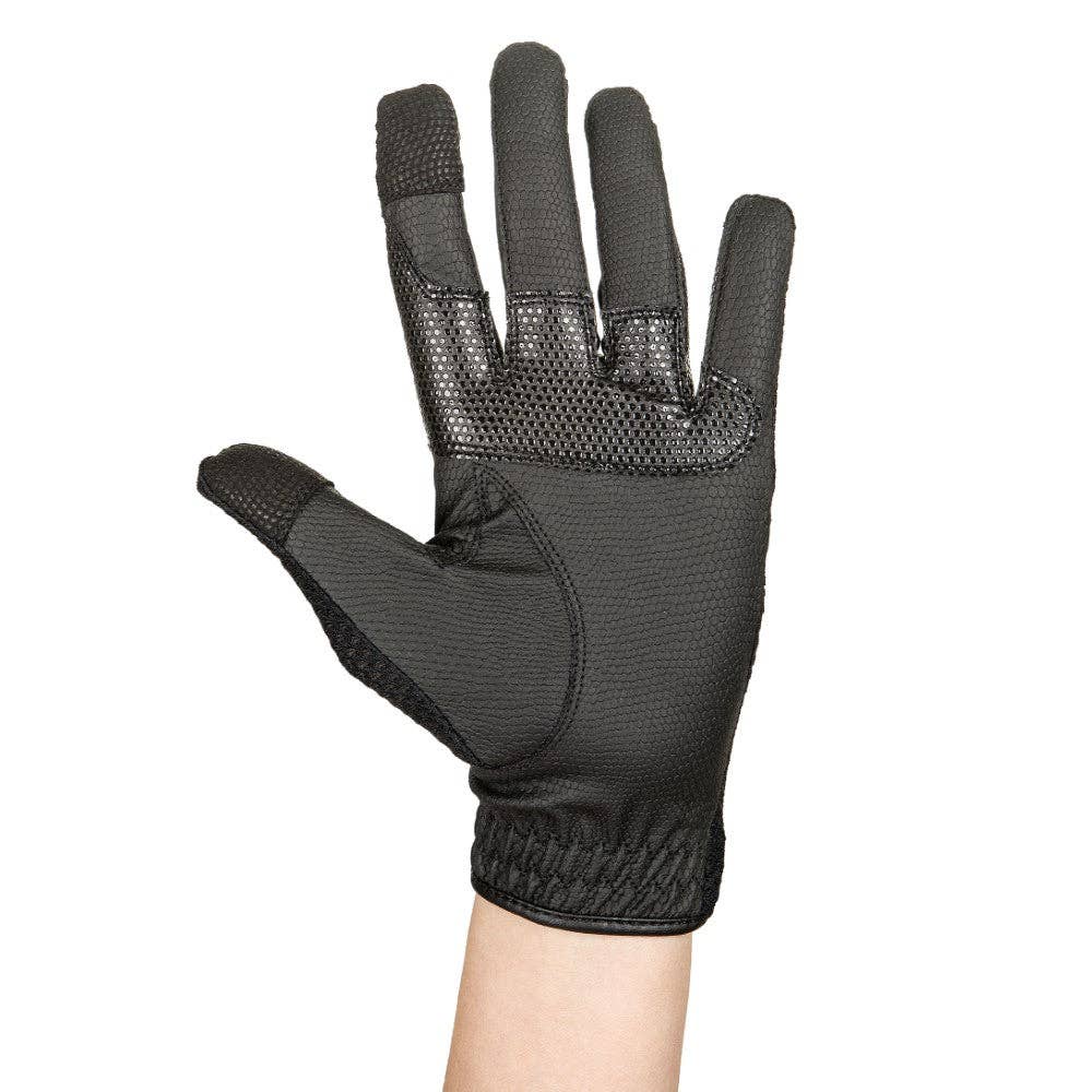 TuffRider Ladies Cool Rider Mesh Summer Riding Gloves: Black / X-Large