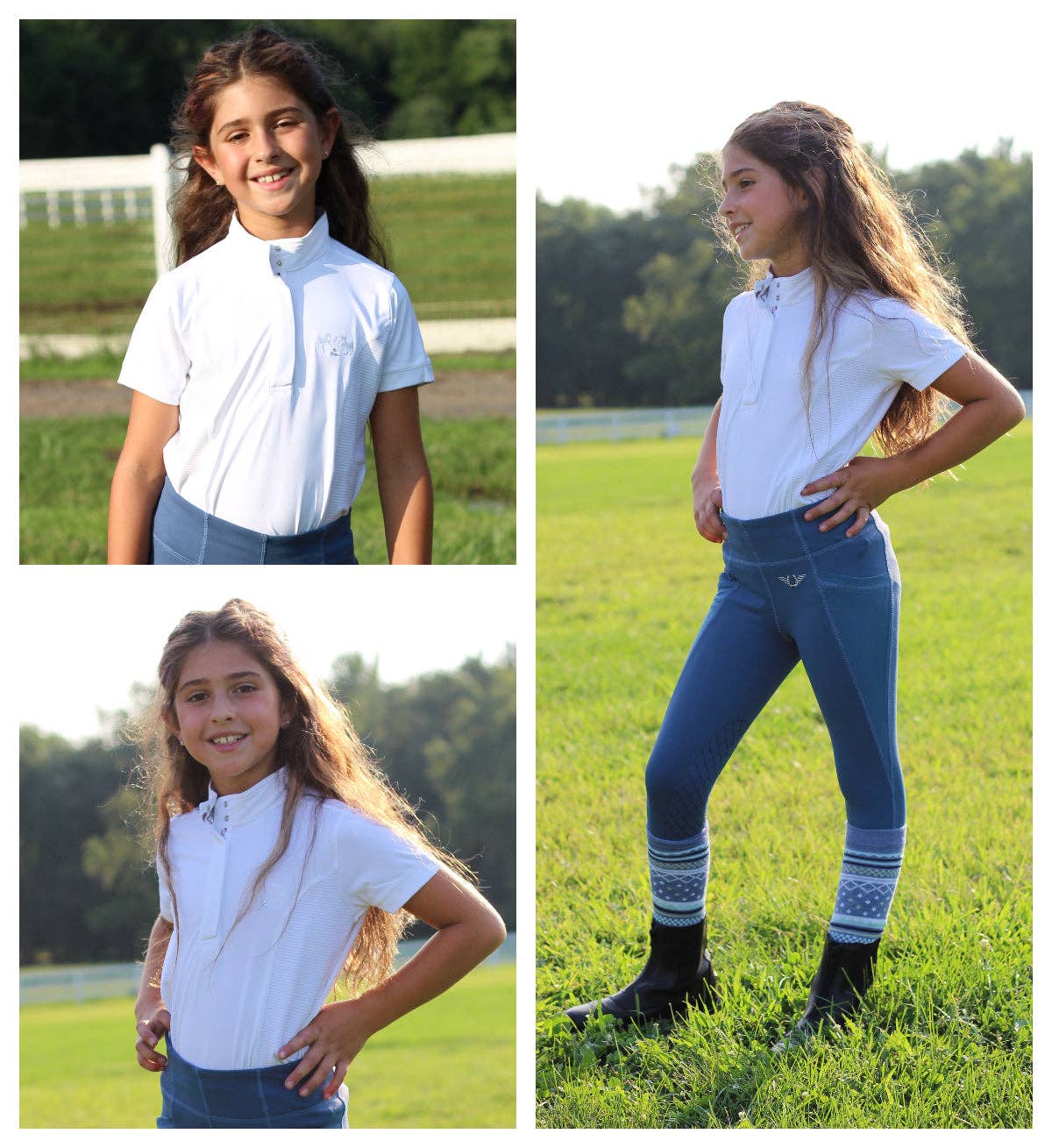 Equine Couture Children's Cara Short Sleeve Show Shirt: White / Medium