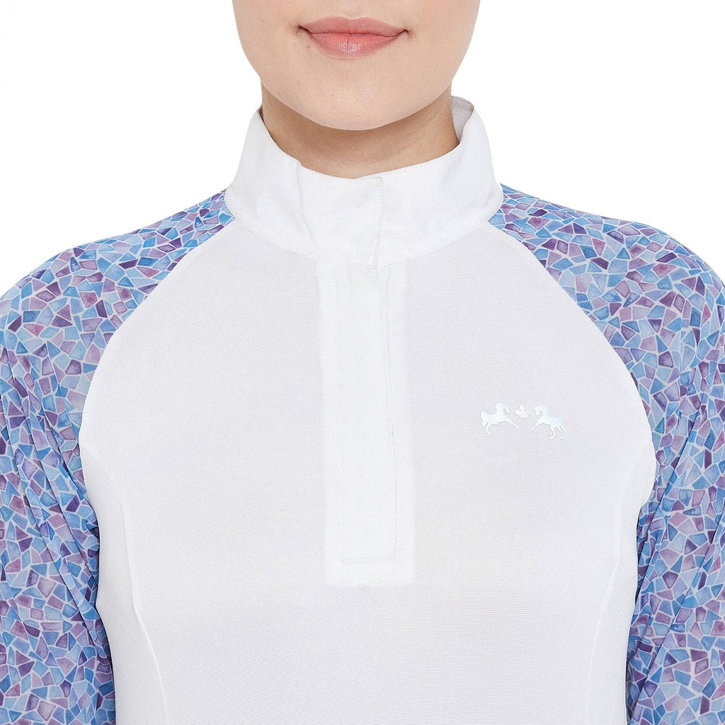 Equine Couture Women Smyrna Printed Long Sleeve Show Shirt: Wines / 1X