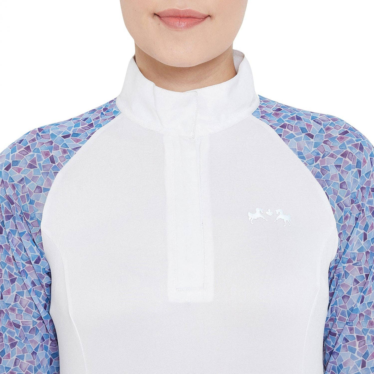 Equine Couture Women Smyrna Printed Long Sleeve Show Shirt: Wines / 1X