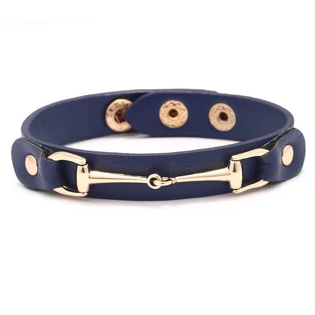AWST Int'l Vegan Leather Bracelet w/Gold Tone Snaffle Bit: Dark Brown
