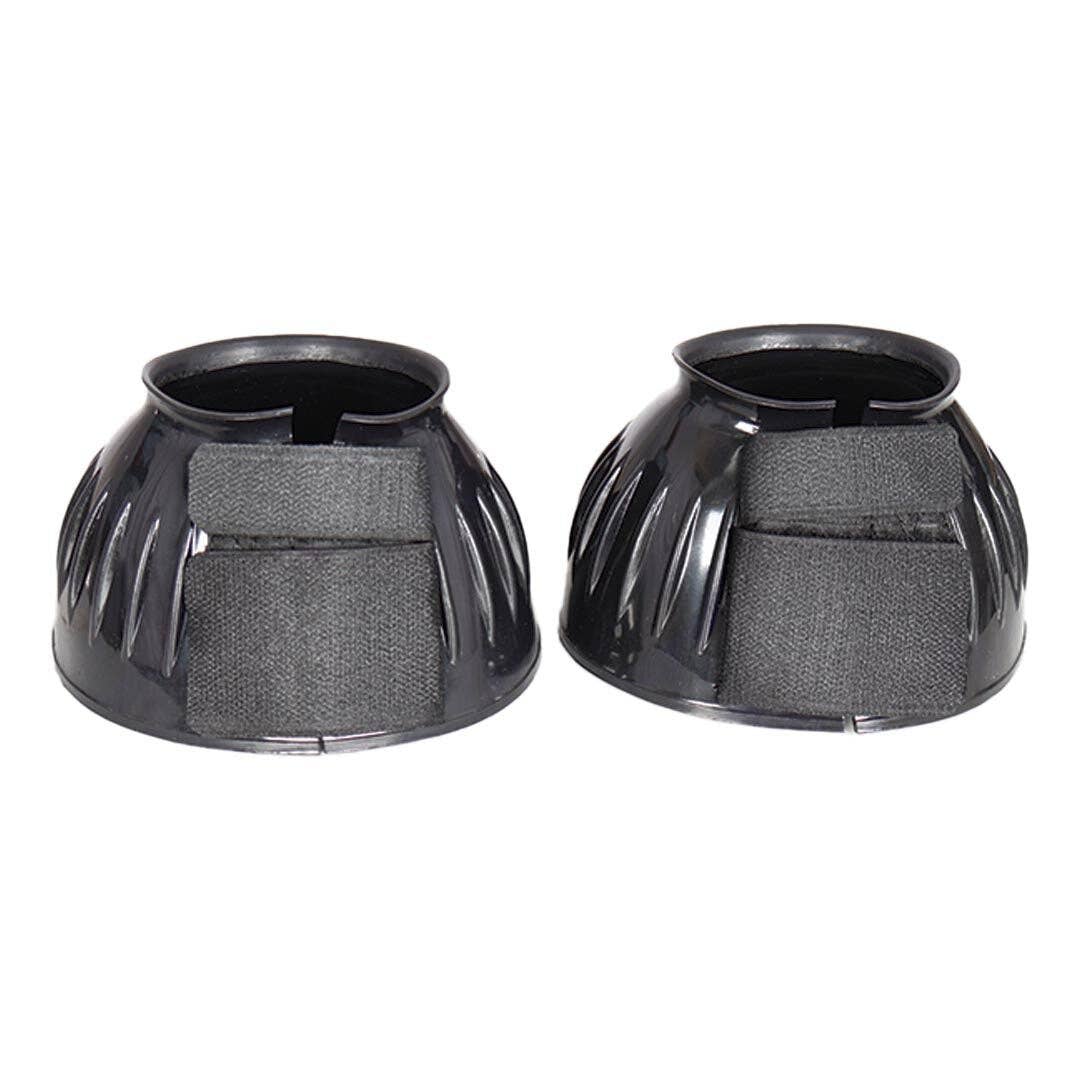 TuffRider Ribbed Rubber Bell Boots with Hook & Loop Closure: Black / L