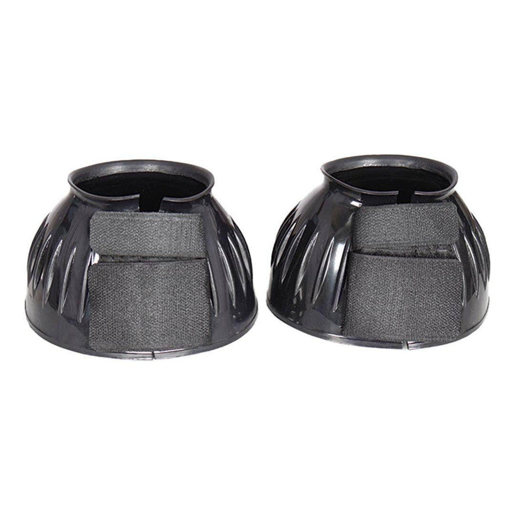 TuffRider Ribbed Rubber Bell Boots with Hook & Loop Closure: Black / M