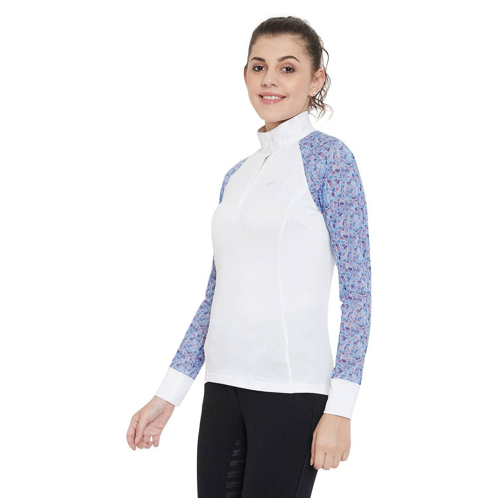 Equine Couture Women Smyrna Printed Long Sleeve Show Shirt: Wines / 1X