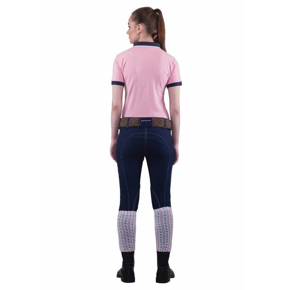 Equine Couture Ladies Sportif Natasha Knee Patch Breeches: Black/Light Tan Stitching / 26