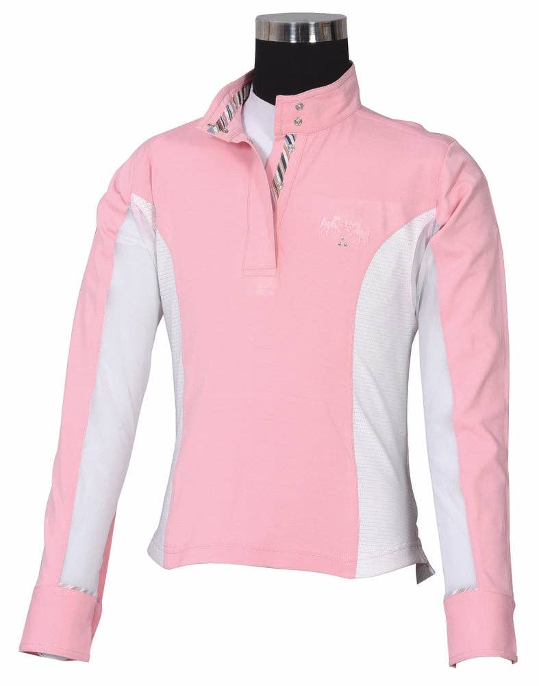 Equine Couture Children's Cara Long Sleeve Show Shirt: White / Large