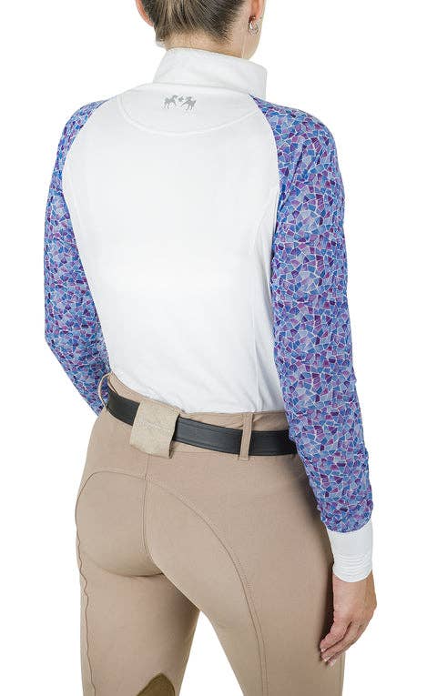 Equine Couture Women Smyrna Printed Long Sleeve Show Shirt: Wines / 1X
