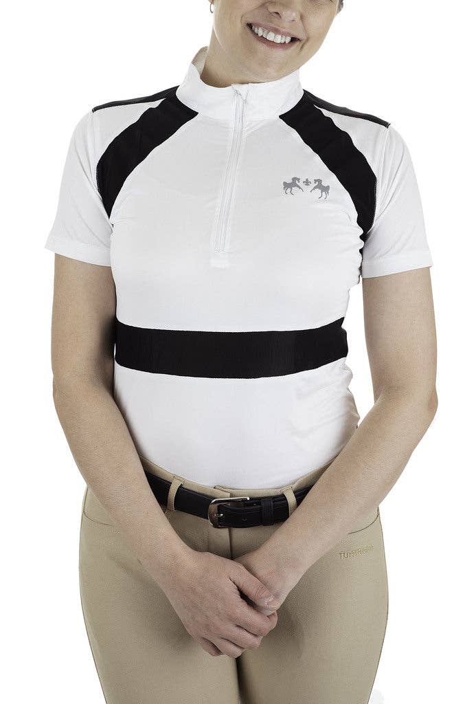 Equine Couture Ladies Nicolette Equicool Short Sleeve Show Shirt: White/Floral / M