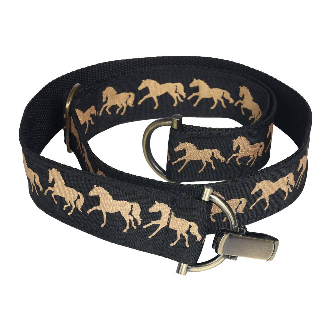 AWST Int'l Lila Galloping Horses Belt: Black / STD