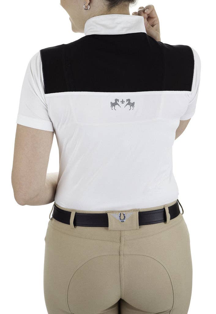 Equine Couture Ladies Nicolette Equicool Short Sleeve Show Shirt: White/Floral / M