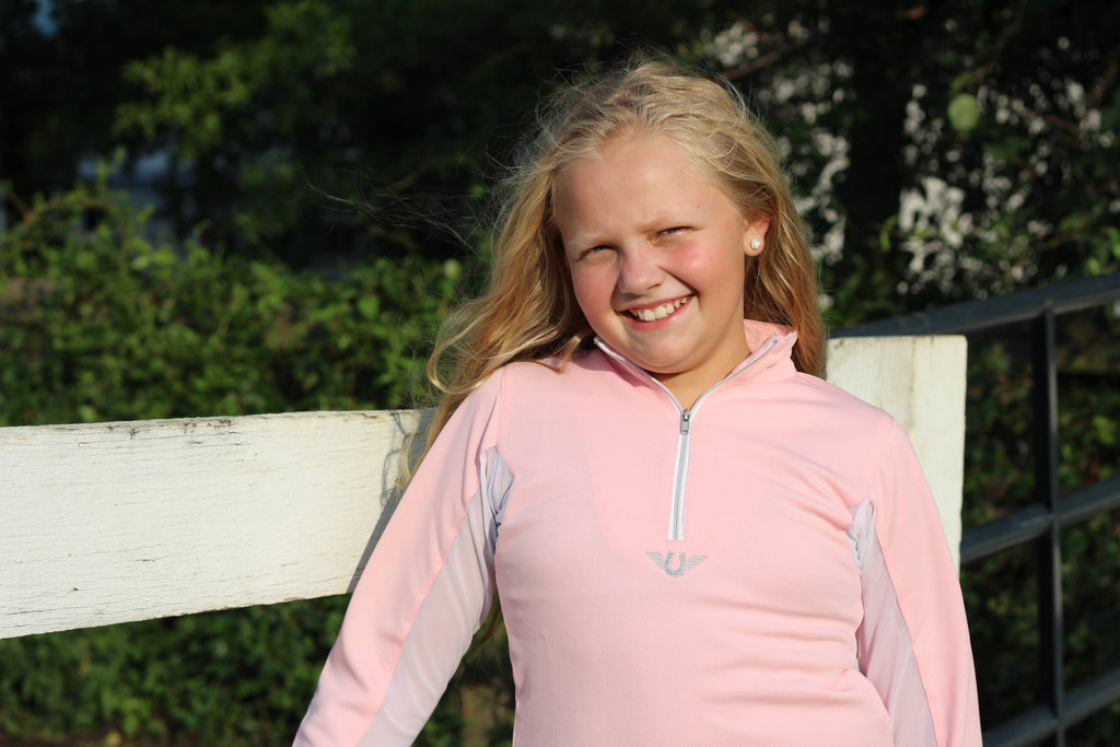 TuffRider Children's Ventilated Technical Long Sleeve Shirt: Navy / Medium