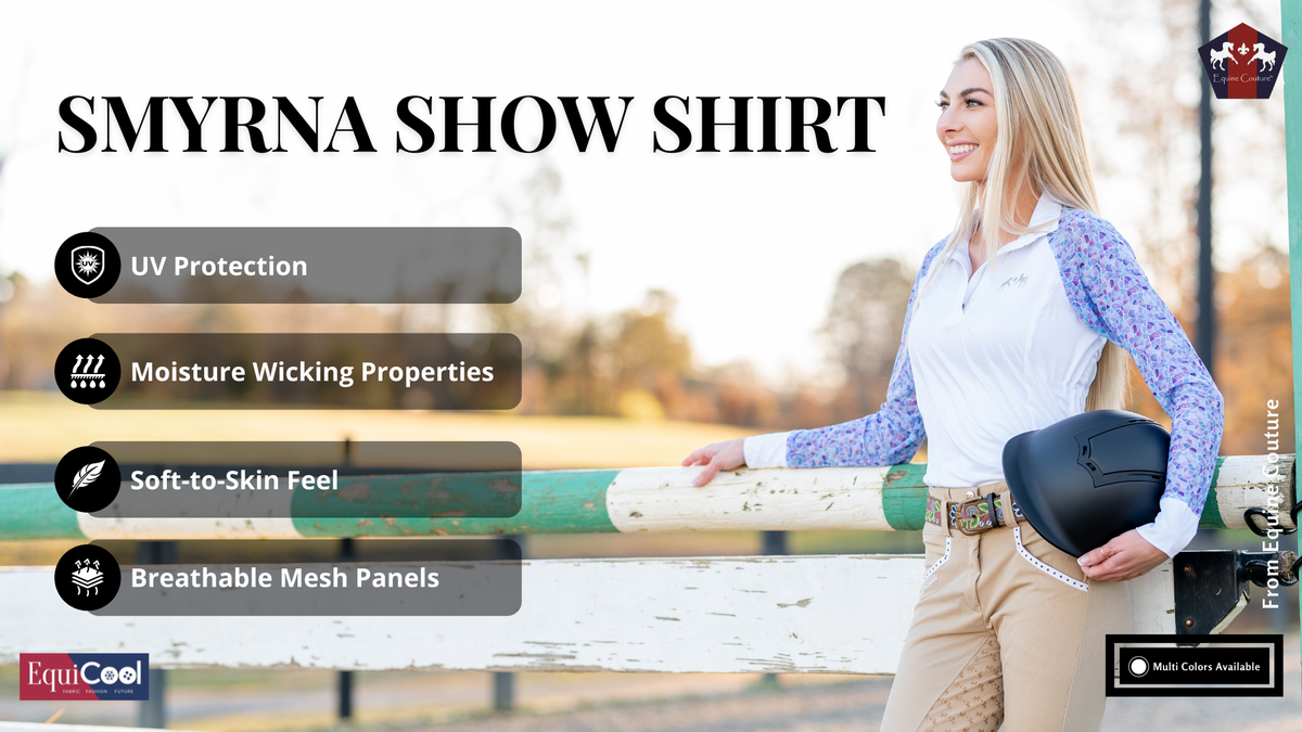 Equine Couture Women Smyrna Printed Long Sleeve Show Shirt: Wines / 1X