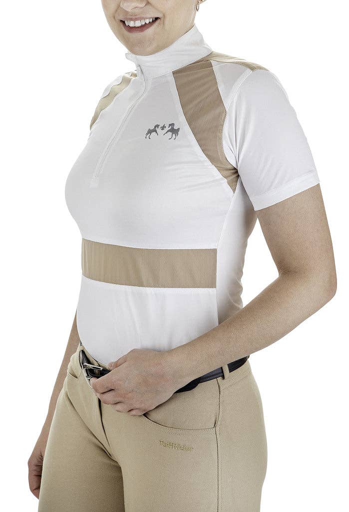 Equine Couture Ladies Nicolette Equicool Short Sleeve Show Shirt: White/Black / M