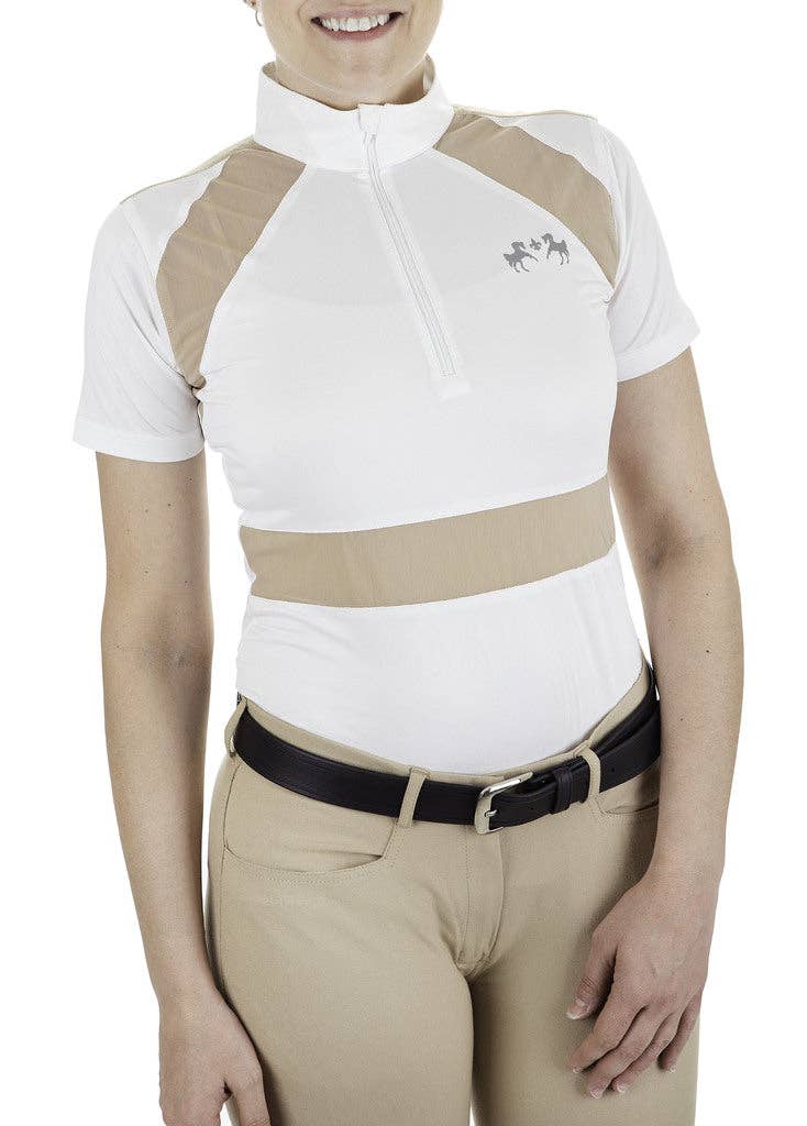 Equine Couture Ladies Nicolette Equicool Short Sleeve Show Shirt: White/Black / M